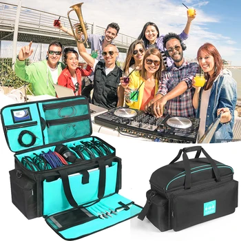 Портативная сумка для DJ-кабеля, съемный чехол для кабельных файлов с мягким дном, многофункциональный дорожный чехол для DJ-кабеля, зарядного устройства, наушников Изображение