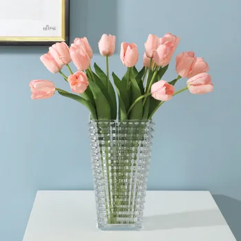 Имитационный букет Мини-тюльпан, шелковый цветок, высококачественные искусственные цветы для свадьбы, украшения дома, гостиной, сада Изображение