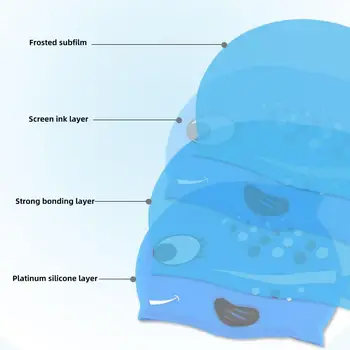 Экологичная шапочка-бини для плавания, эргономичная шапочка для плавания, водонепроницаемая шапочка для дайвинга с рисунком пятнистой рыбы. Изображение