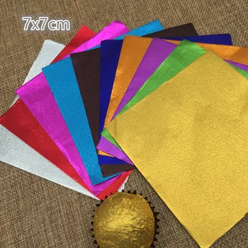 7x7 см, 600 шт. / лот, 10 цветов, Серебристая бумага для вечеринки, упаковочная бумага для шоколадных конфет, креативная Маленькая Майларовая упаковочная бумага для розничной продажи Изображение
