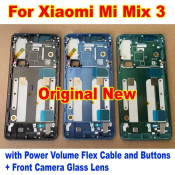 Оригинальный корпус, ободок для платы, средняя рамка, корпус с кнопками для гибкого кабеля Power Volume для Xiaomi Mi mix 3 mix3 Mid Изображение
