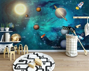 Beibehang фотостудия обои Нарисованная от руки космическая вселенная фон детской комнаты настенная роспись 3d обои домашний декор behang Изображение