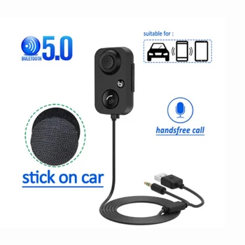 2 в 1 Автомобильный Bluetooth 5,0 Приемник BT Передатчик USB 3,5 мм AUX Аудио FM-Плеер Беспроводной Адаптер для Громкой Связи Автомобильного Усилителя Изображение