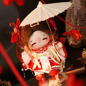 Древний костюм Little Hongniang Hanfu Костюм великолепный 20 см без атрибутов Плюшевая кукла одевается Одежда Наряды Косплей подарок Изображение