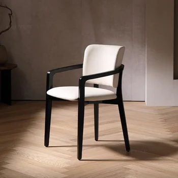 Итальянские минималистичные Кухонные Обеденные стулья из массива дерева, Роскошный Дизайнерский Обеденный стул, Гостиничное Домашнее кресло, Стулья со спинкой Изображение