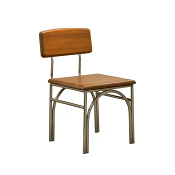Скандинавский стул из массива Дерева Металлический Бытовой Небольшой Деревянный обеденный стол Дизайнерский обеденный стул С железной спинкой Ретро Стул Изображение