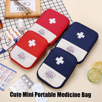 Симпатичная Мини-портативная аптечка, аптечка для оказания первой помощи, наборы для неотложной медицинской помощи, органайзер, сумка для хранения таблеток для домашних лекарств, Охотничья сумка Изображение