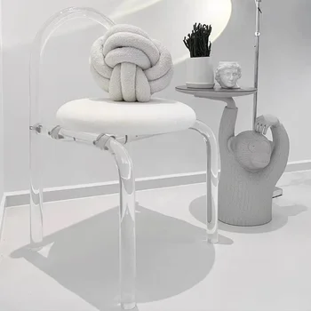 Шестицветное хрустальное кресло для макияжа, прозрачные банкетные сверхлегкие обеденные стулья для макияжа в ожидании обеда, сменные предметы домашнего обихода Изображение