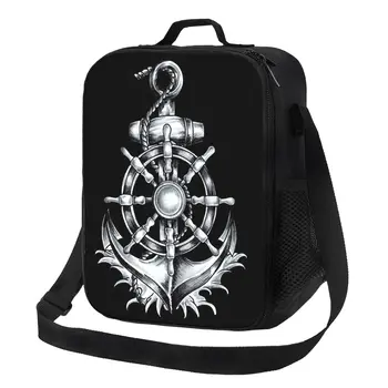 Винтажный морской якорь, изолированная сумка для ланча для женщин, Термосумка Sailor Adventure, Сумка для ланча для школьников Изображение