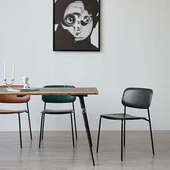 Современная мебель Простые обеденные стулья, Кухонные кованые стулья с высокой спинкой, стул для ресторана, кафе, кресло для переговоров Изображение