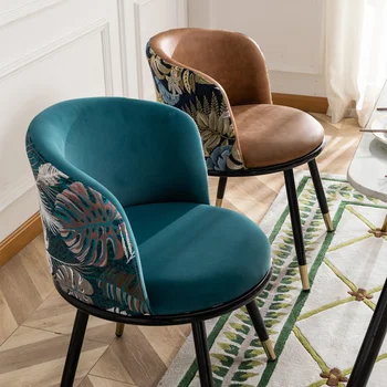Скандинавская гостиная, обеденные стулья для домашней мебели, стул для макияжа в спальне, Минималистичный Современный Ресторан, Компьютерное кресло со спинкой Изображение