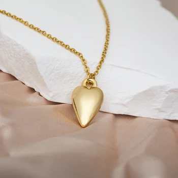Стильное ожерелье Tangula с подвеской в виде персикового сердца для женщин и девочек, ожерелье с ювелирными изделиями из нержавеющей стали, подарки подруге Изображение