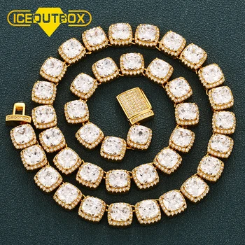 ICEOUTBOX Шириной 11 мм, Покрытое Льдом, Плюс Ожерелье с большой хрустальной цепочкой Для Женщин и мужчин, Ювелирные изделия в стиле хип-хоп, Колье для рок-рэперов, Статусное Ожерелье Изображение