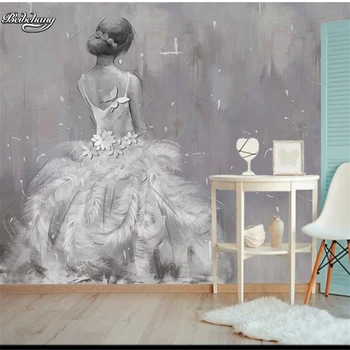 beibehang свадебное платье в стиле ретро сзади, фон магазина одежды, изготовленная на заказ большая фреска, обои из нетканого материала papel de parede Изображение