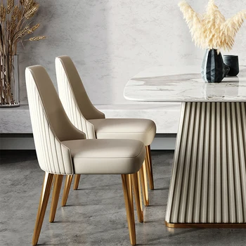 Дизайнерские Современные обеденные стулья с скандинавским акцентом, Индивидуальные Роскошные Обеденные стулья со спинкой, шезлонги для отдыха, мебель для зала Изображение