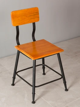 Простой обеденный стул Железное кресло Предпринимательство досуг стул из массива дерева Ресторан гостиничное кресло кофейня настольный стул Изображение