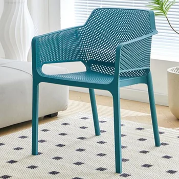 Скандинавские пластиковые стулья для столовой, Белая рука, Высокие Современные эргономичные стулья для балкона, гостиной, шезлонги, Уличная мебель Изображение