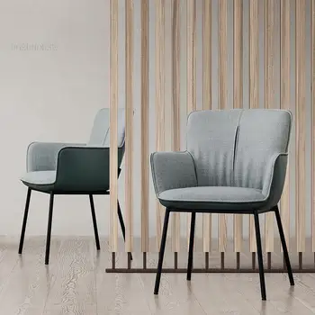 Итальянские тканевые стулья для гостиной, Современные минималистичные кухонные кресла для кафе Со спинкой, Роскошный дизайнерский обеденный стул для отеля Изображение