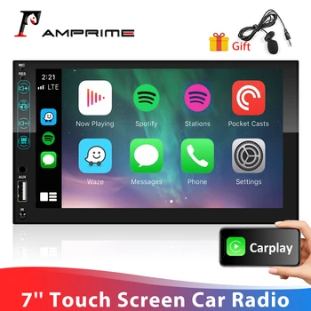 Автомагнитола AMPrime 2 Din, 7-дюймовый сенсорный экран для универсального автомобильного мультимедийного плеера, Поддержка Carplay AHD DVR, Bluetooth TF/USB Изображение