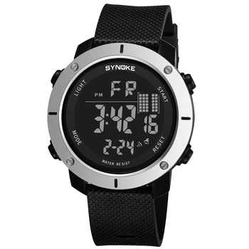 Мужские часы бренда SYNOKE 50-метровые водонепроницаемые Цифровые Электронные часы LED Спортивные Повседневные наручные часы Relogio Masculino Изображение