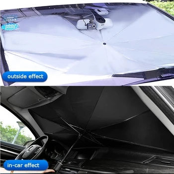 Солнцезащитный зонт на лобовом стекле автомобиля защита от солнца теплоизоляция складной удобный подходит для всех автоаксессуаров Изображение