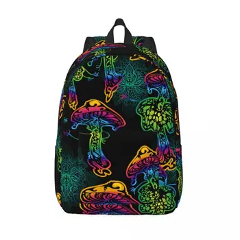 Рюкзак для ноутбука Уникальные психоделические Волшебные грибы Школьная сумка Прочный Студенческий рюкзак для мальчиков и девочек Дорожная сумка Изображение