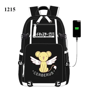 Аниме Card Captor Sakura USB Легкий рюкзак Сумки для книг Ноутбук Школьные путешествия Рюкзак для девочек и мальчиков Мультяшный подарок Изображение