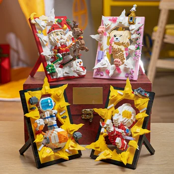 Креативная рождественская фоторамка, Строительные блоки, Астронавт, Санта-Клаус, 3D модель, Алмазные блоки, подарочные игрушки для детей Изображение