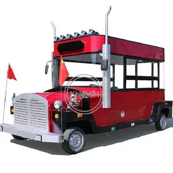 Старинный электрический грузовик быстрого питания на 4 колеса Foodtruck Мобильная тележка для закусок и кофе Оборудование для общественного питания Торговый киоск, Столовая Изображение