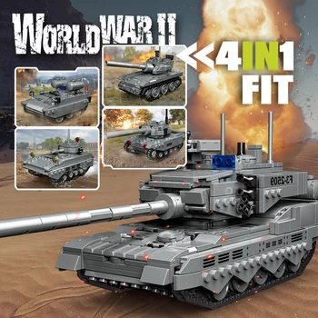Военная модельная серия WW2 Мини-танк Второй мировой войны Коллекционная модель бронированной машины Строительные блоки Кирпичи Игрушки Подарки Изображение