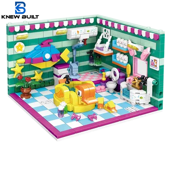 ВСТРОЕННАЯ Ванная комната, гостиная, кухня, спальня, набор игрушек из мини-строительного кирпича для детей, уголок для игр подруг Изображение
