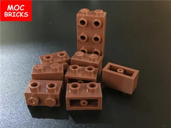 100 шт./лот MOC Bricks Коричневый, 1x2 модифицированные кирпичные шпильки с 1 стороны, подходят для 11211 образовательных строительных блоков, игрушек 