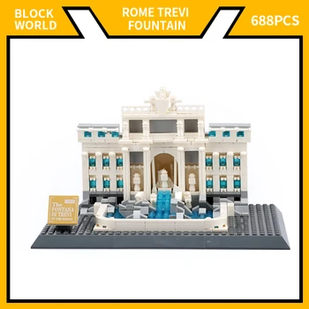 Мировая архитектура, строительный блок, миниатюрная модель римского фонтана Треви, кирпичные игрушки для детей и взрослых в подарок Изображение