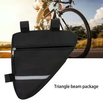 Нейлоновая велосипедная сумка на треугольной раме, износостойкая переносная сумка под верхнюю трубу, сумка на треугольной раме в светоотражающую полоску Изображение