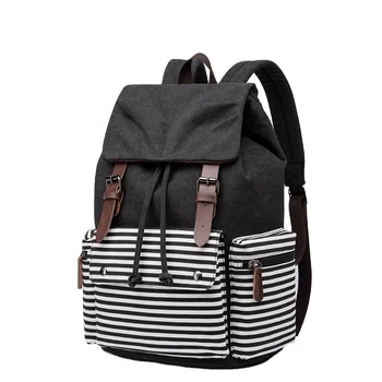 винтажный холщовый рюкзак для ноутбука для мужчин, женская школьная нашивка, модные противоугонные женские рюкзаки для путешествий, школьный рюкзак Изображение