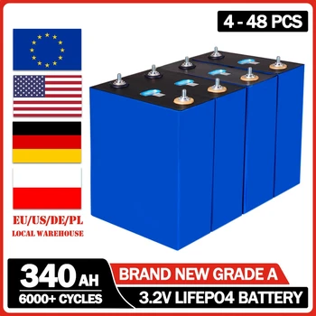 2/4/8/16/24/32/48шт Аккумуляторная Батарея LiFePO4 Класса A 3.2 V 340Ah Аккумуляторная Батарея для Системы Хранения Солнечной Энергии EU US Tax Free Изображение