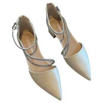 Женские босоножки на квадратном каблуке с ремешком для офиса, классические комфортные летние туфли-лодочки на каблуке Zapatos Plataforma Изображение