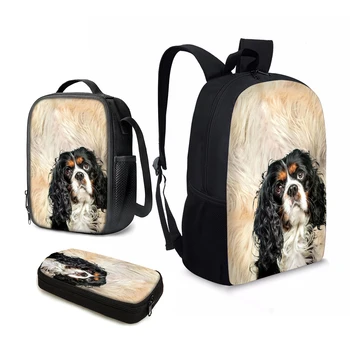 YIKELUO Cavalier King Charles Spaniel Dog 3d Печать, молодежный повседневный рюкзак для путешествий, Прочный рюкзак для студенческих учебников, сумка для ланча Изображение