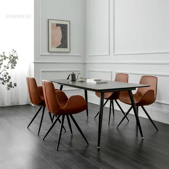 Современные железные обеденные стулья, креативная мебель для столовой, обеденный стул с мягкой спинкой, кресло для переговоров в ресторане, отеле. Изображение