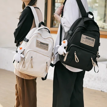 Школьная сумка для ноутбука большой емкости, рюкзак с несколькими карманами для женщин, Водонепроницаемый нейлоновый школьный рюкзак, Высококачественный женский рюкзак Изображение