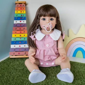 NPK 55 см Силиконовая возрожденная девочка-принцесса для всего тела с длинными волосами Сью-Сью, игрушка для рисования вручную для ребенка Изображение