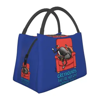 Милые изолированные сумки для ланча с собакой Уиппет Грейхаунд для женщин, портативный охладитель для сайтхаундов, термобокс для Бенто, рабочая коробка для пикника Изображение