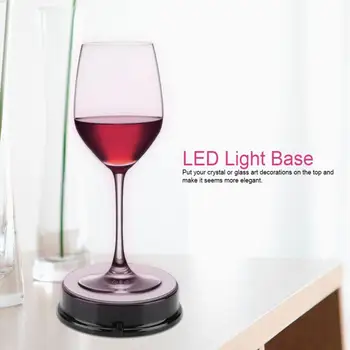 Круглая светодиодная основа, Красочная световая основа, подставка для дисплея, держатель для стеклянной бутылки, художественное украшение из хрусталя Изображение