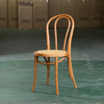 Обеденный стул Sonnet Простой ротанговый стул из массива дерева, изогнутый деревянный стул, Дизайнерский стул Sanna, обеденный стул в скандинавском стиле, обеденный стол с 4 стульями Изображение