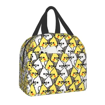 Изолированная сумка для ланча Parrot Birds Cockatiel Squad, Водонепроницаемый охладитель для животных, Термос для ланча, сумка-тоут для женщин, детей, школьников Изображение