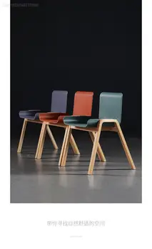 Новый обеденный стул из массива дерева, современный простой стул со спинкой, коммерческое кафе, домашний стол, табурет, офисное кресло для переговоров Изображение