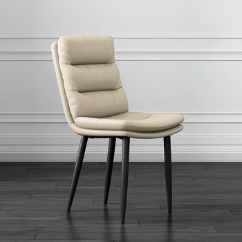 Металлические обеденные стулья для спальни, Современные кожаные банкетные кресла для отдыха, Офисные кресла для отдыха, Дизайнерские шезлонги, мебель для дома Изображение