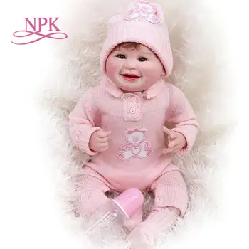 NPK 55 СМ мягкое тело reborn baby 100% ручная работа, кукла с улыбкой на лице, подробная роспись, предметы коллекционирования, художественная кукла Изображение