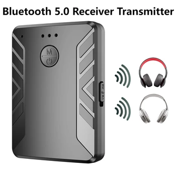 Приемник передатчик Bluetooth 5.0 3,5 мм AUX Беспроводной стерео музыкальный аудиоразветвитель Поддержка громкой связи для автомобильного ПК телевизора Изображение