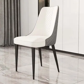 Обеденные стулья с скандинавским акцентом, Роскошные Кожаные дизайнерские Мобильные Кухонные стулья со спинкой, Обеденные стулья для спальни, Мебель для дома Sillas Cocina Изображение